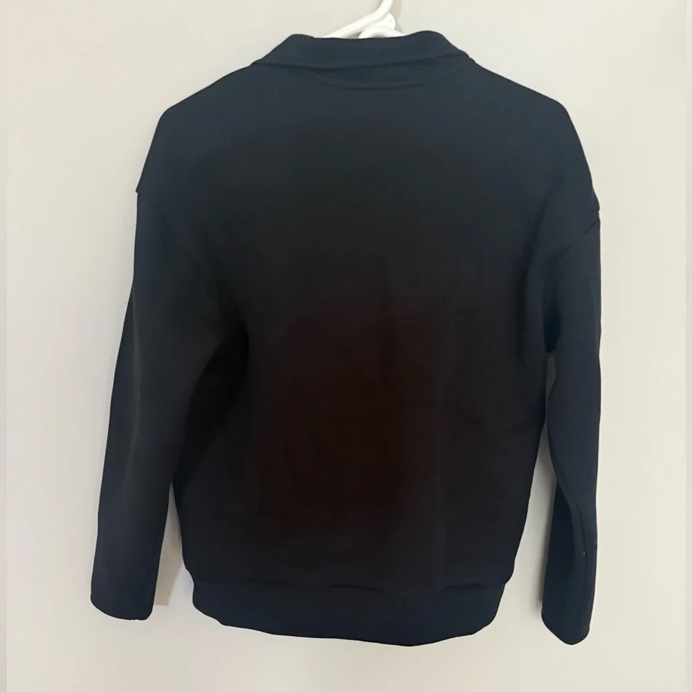 Banana Republic Factory Black Knit Quarter Zip Sweatshirt Medium - Picture 3 of 5